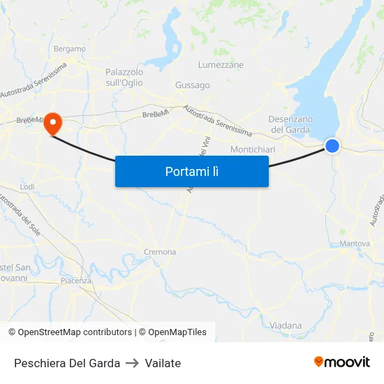Peschiera Del Garda to Vailate map