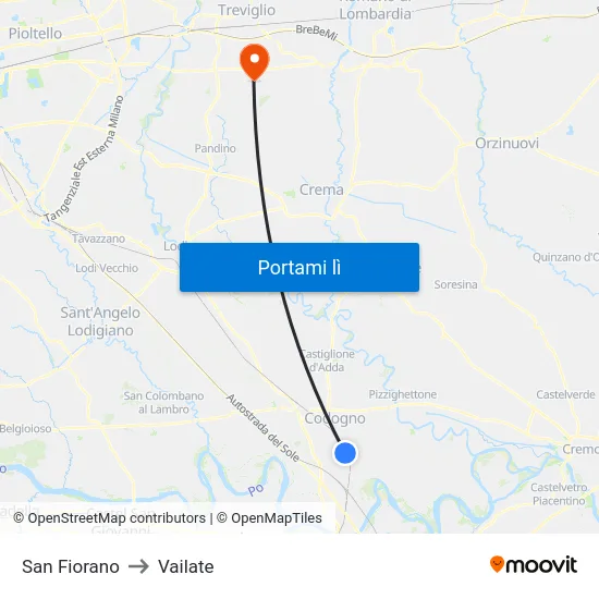 San Fiorano to Vailate map
