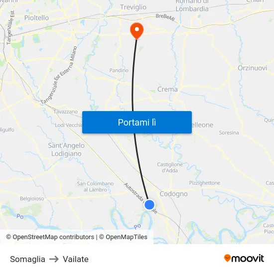 Somaglia to Vailate map