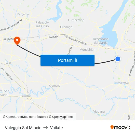 Valeggio Sul Mincio to Vailate map