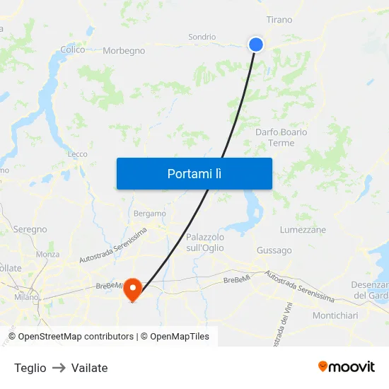 Teglio to Vailate map