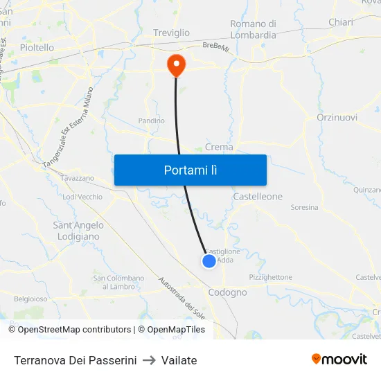 Terranova Dei Passerini to Vailate map