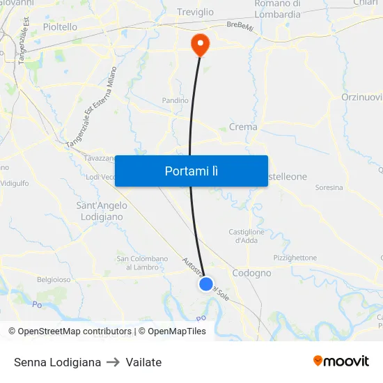Senna Lodigiana to Vailate map