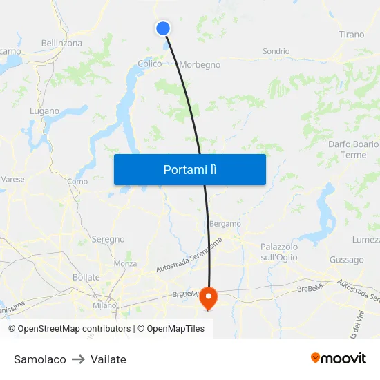 Samolaco to Vailate map