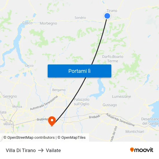 Villa Di Tirano to Vailate map