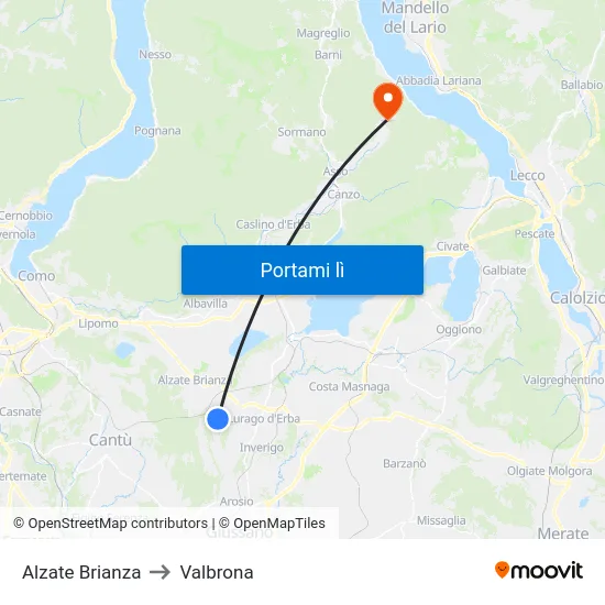 Alzate Brianza to Valbrona map