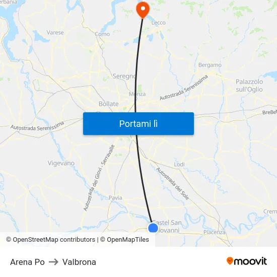 Arena Po to Valbrona map