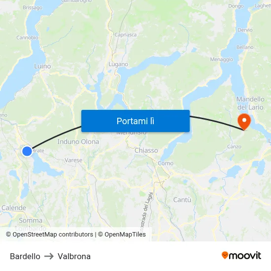 Bardello to Valbrona map
