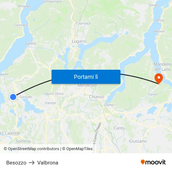 Besozzo to Valbrona map