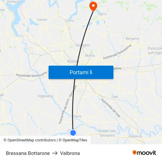 Bressana Bottarone to Valbrona map