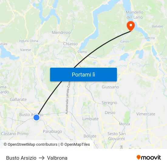 Busto Arsizio to Valbrona map