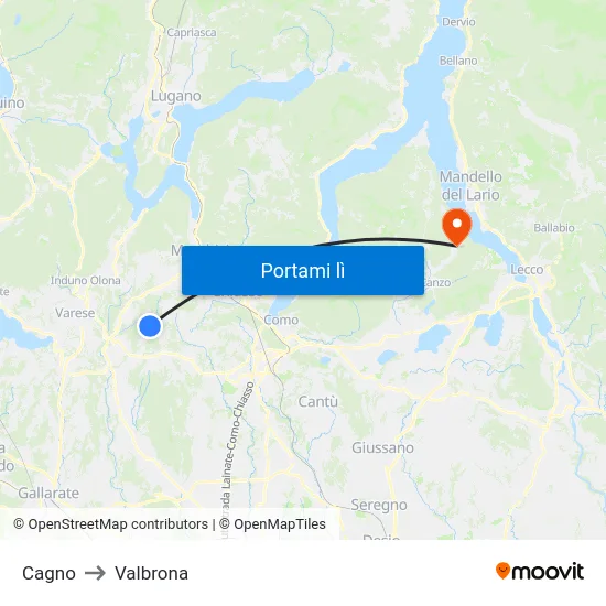 Cagno to Valbrona map