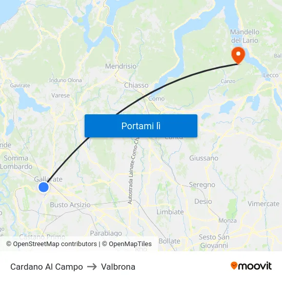 Cardano Al Campo to Valbrona map