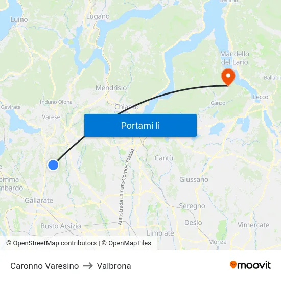 Caronno Varesino to Valbrona map