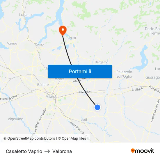 Casaletto Vaprio to Valbrona map