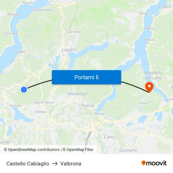 Castello Cabiaglio to Valbrona map