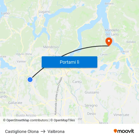 Castiglione Olona to Valbrona map