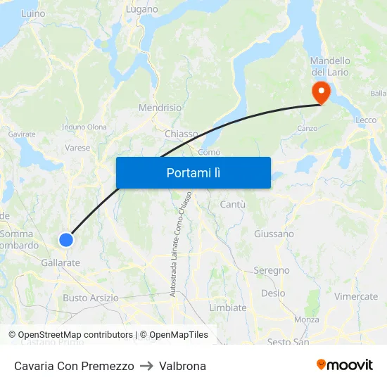 Cavaria Con Premezzo to Valbrona map