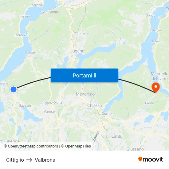 Cittiglio to Valbrona map
