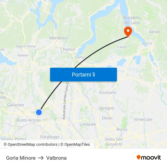 Gorla Minore to Valbrona map