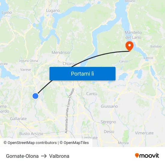 Gornate-Olona to Valbrona map