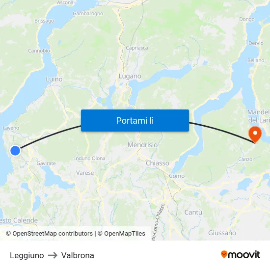 Leggiuno to Valbrona map