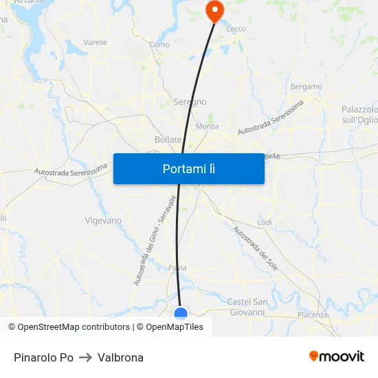 Pinarolo Po to Valbrona map