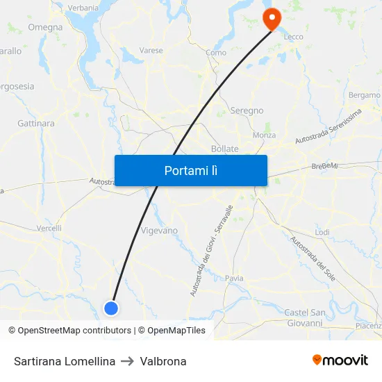 Sartirana Lomellina to Valbrona map
