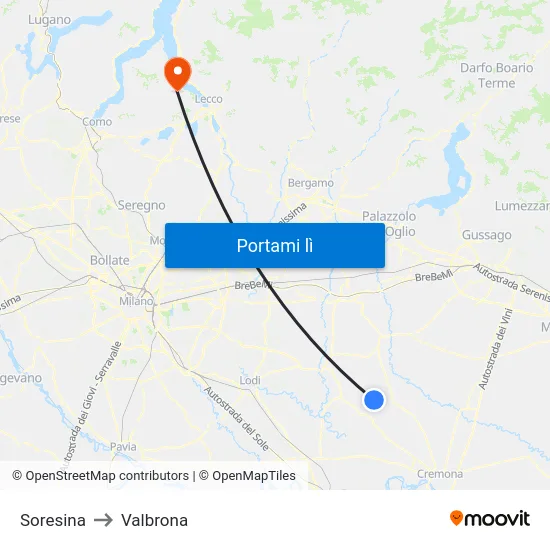Soresina to Valbrona map