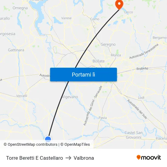 Torre Beretti E Castellaro to Valbrona map