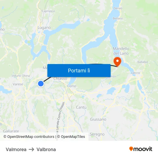 Valmorea to Valbrona map