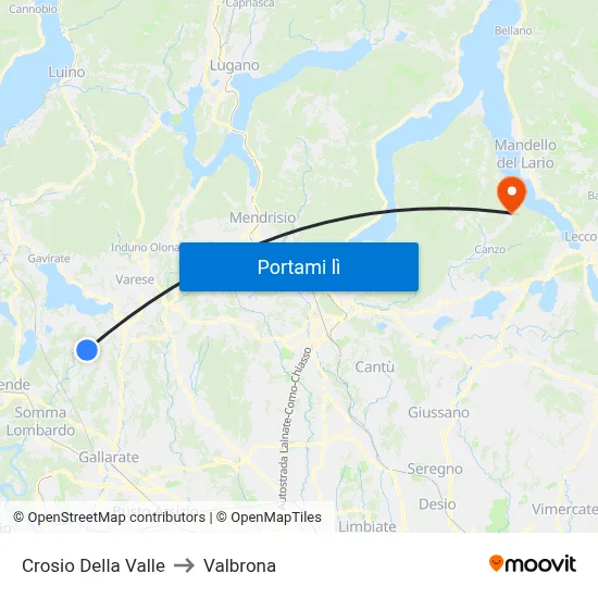 Crosio Della Valle to Valbrona map