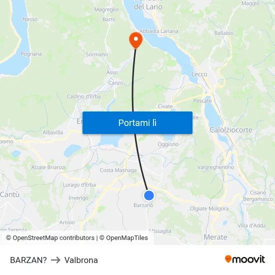 BARZAN? to Valbrona map