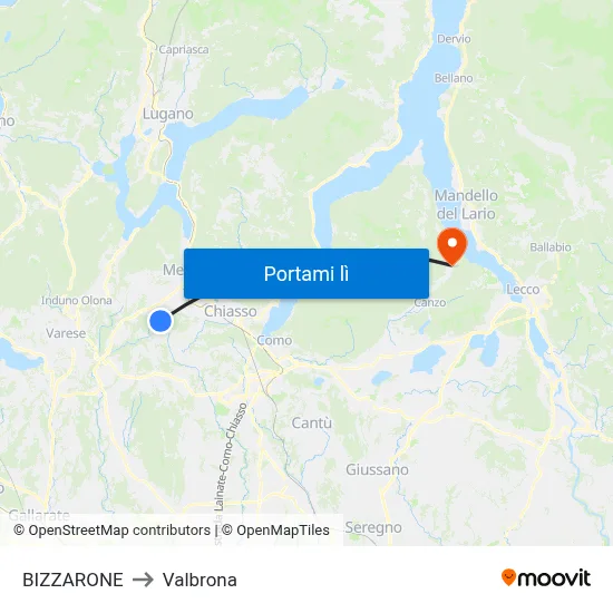 BIZZARONE to Valbrona map