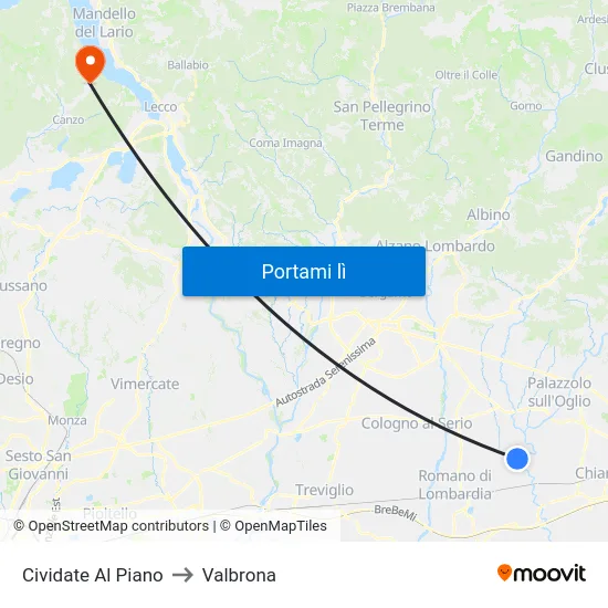 Cividate Al Piano to Valbrona map