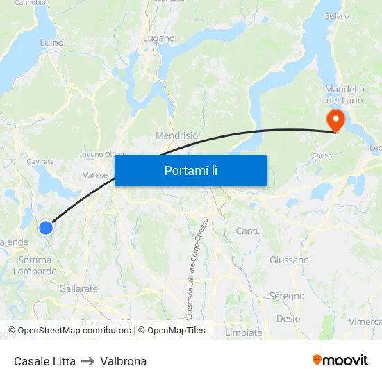 Casale Litta to Valbrona map