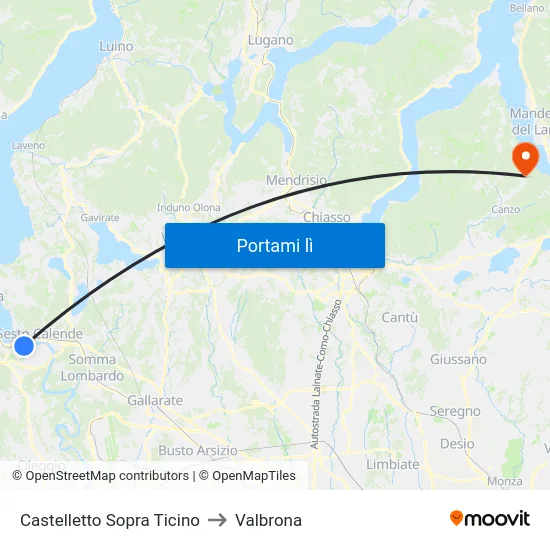 Castelletto Sopra Ticino to Valbrona map