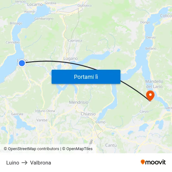 Luino to Valbrona map