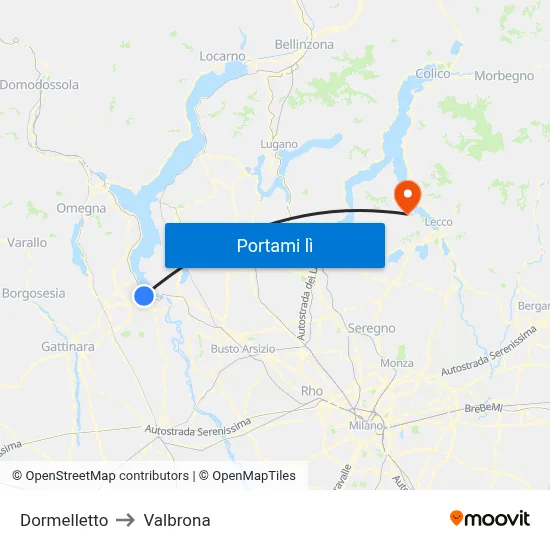 Dormelletto to Valbrona map