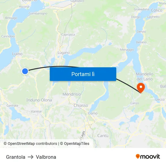 Grantola to Valbrona map