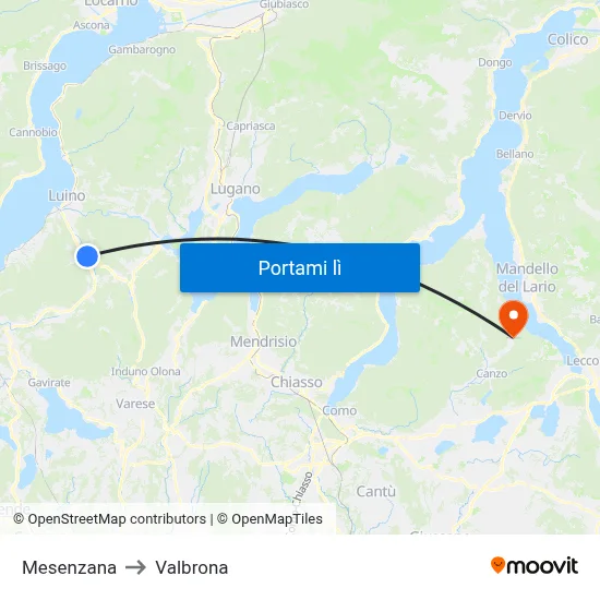 Mesenzana to Valbrona map