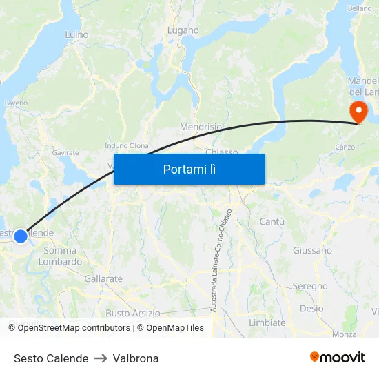 Sesto Calende to Valbrona map