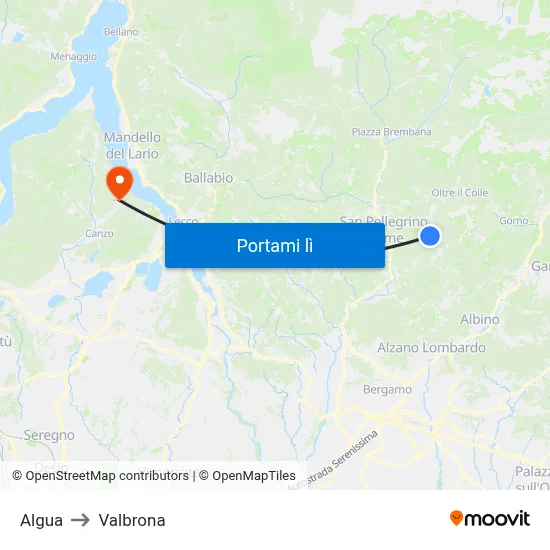 Algua to Valbrona map