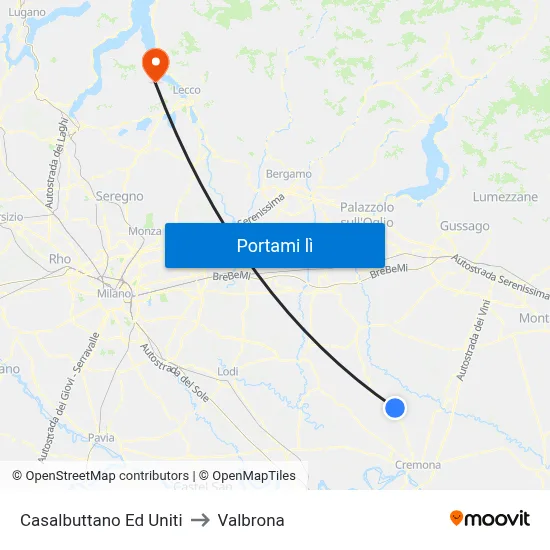 Casalbuttano Ed Uniti to Valbrona map
