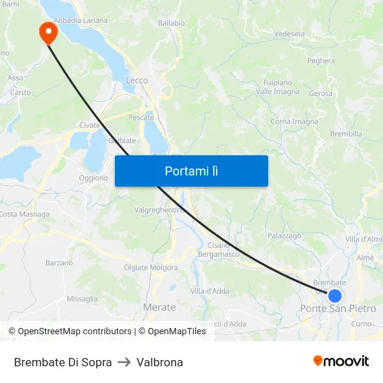 Brembate Di Sopra to Valbrona map