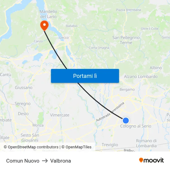 Comun Nuovo to Valbrona map