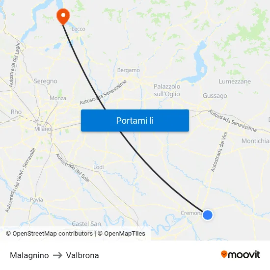 Malagnino to Valbrona map