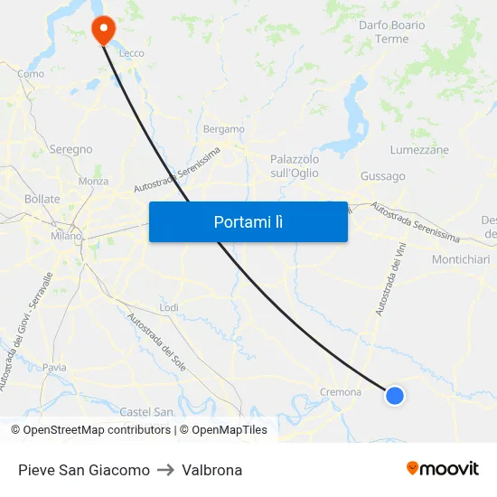 Pieve San Giacomo to Valbrona map
