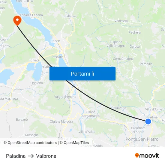 Paladina to Valbrona map