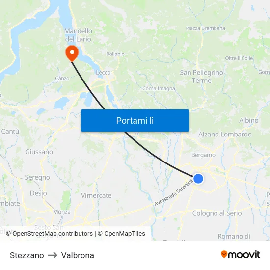 Stezzano to Valbrona map